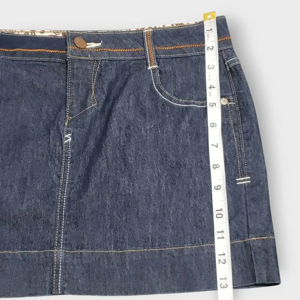 SO Y2K Micro Mini Denim‎ Skirt Dark Blue  Low Rise Stretch 90s 00s Sz 3